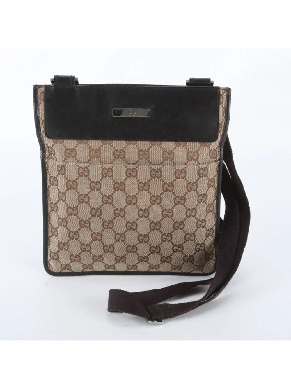 Gucci GG Canvas Leather Shoulder Bag Crossbody Messenger Business Tote